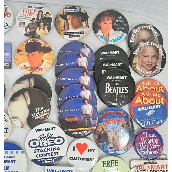 80s 90s Walmart Promo Pin Lot 50+ Music Country Rock Garth Brooks Beatles Hanson - Picture 5 of 5
